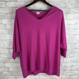 J‎ Jill Popover Sweater Linen Blend Dolman Sleeve Pink 3X Lightweight Breathable